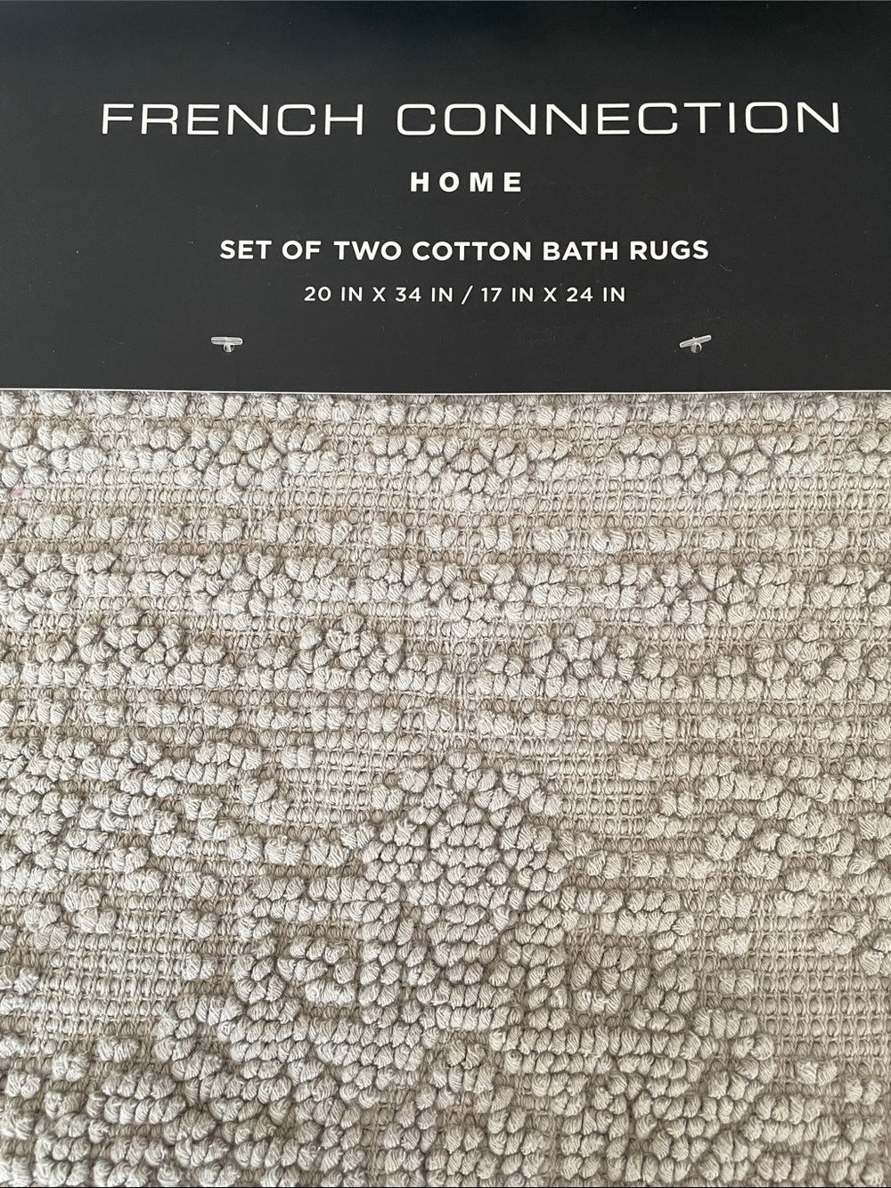 French Connection Light Gray Textured Cotton Bath Rugs - Set of Two